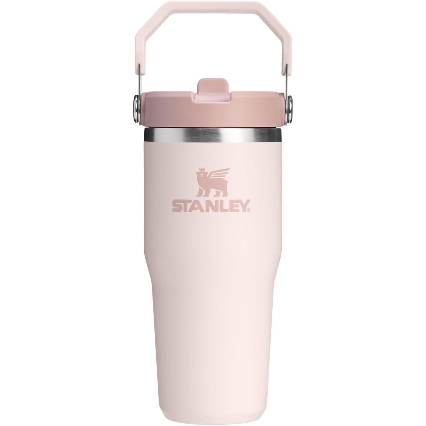 STANLEY IceFlow 2.0 Flip Straw Tumbler mit Griff 887 ml | Drehverschluss und Klappstrohhalm | Auslaufsichere Wasserflasche | Isolierter Edelstahl | BPA-frei | Rose Quarz 2.0