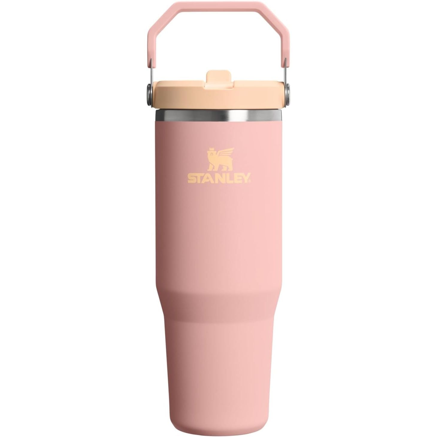 STANLEY IceFlow 2.0 Flip Straw Tumbler mit Griff 887 ml | Drehverschluss und Klappstrohhalm | Auslaufsichere Wasserflasche | Isolierter Edelstahl | BPA-frei | Rose Quarz 2.0