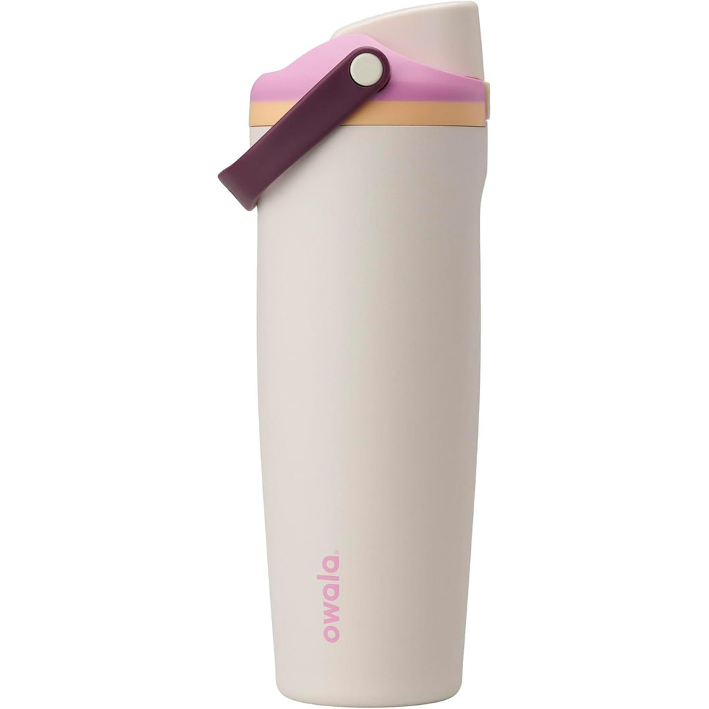 Owala FreeSip Sway Isolierte Edelstahl-Trinkflasche mit Zwei-Wege-Ausguss, integriertem Strohhalm und Eimergriff, für Reisen, Schule und Sport, 1,2 l, BPA-frei, auslaufsicher, Foggy Tide