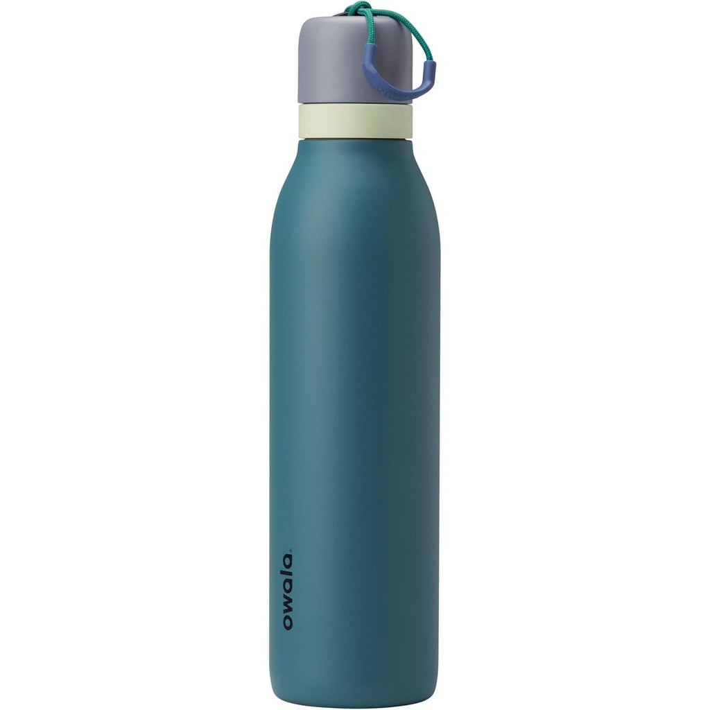 Owala FreeSip Twist Isolierte Edelstahl-Trinkflasche mit Strohhalm für Sport und Reisen, BPA-frei, 710 ml, Blau/Grau (Foggy Tide)