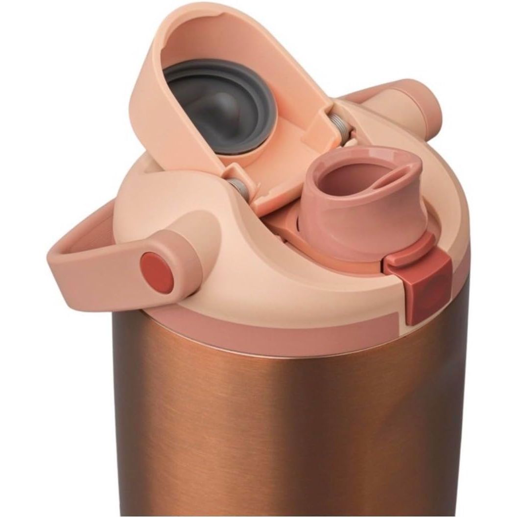 Owala FreeSip Edelstahl-Wasserflasche, Kupfer, 887 ml, mit integriertem Strohhalm (Rose Gold)