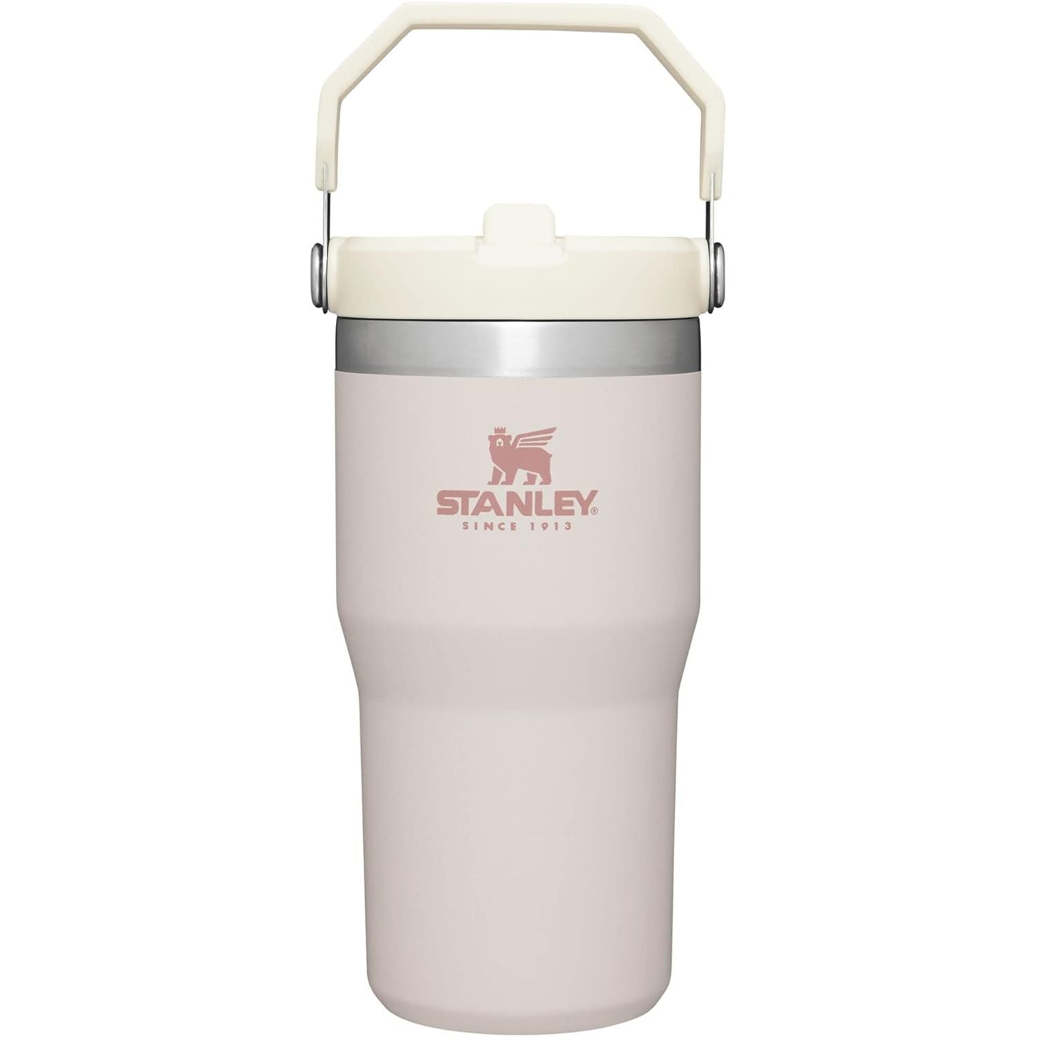 STANLEY IceFlow 2.0 Flip Straw Tumbler mit Griff 887 ml | Drehverschluss und Klappstrohhalm | Auslaufsichere Wasserflasche | Isolierter Edelstahl | BPA-frei | Rose Quarz 2.0
