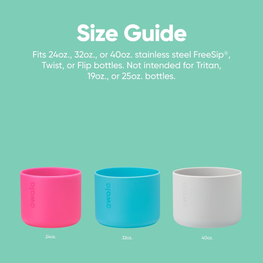 Owala Silikon-Schutzhülle für Trinkflaschen, Rutschfester Schutzmantel für Wasserflaschen, Schützt FreeSip, Twist und Flip Edelstahl-Trinkflaschen, 710 ml, Grau
