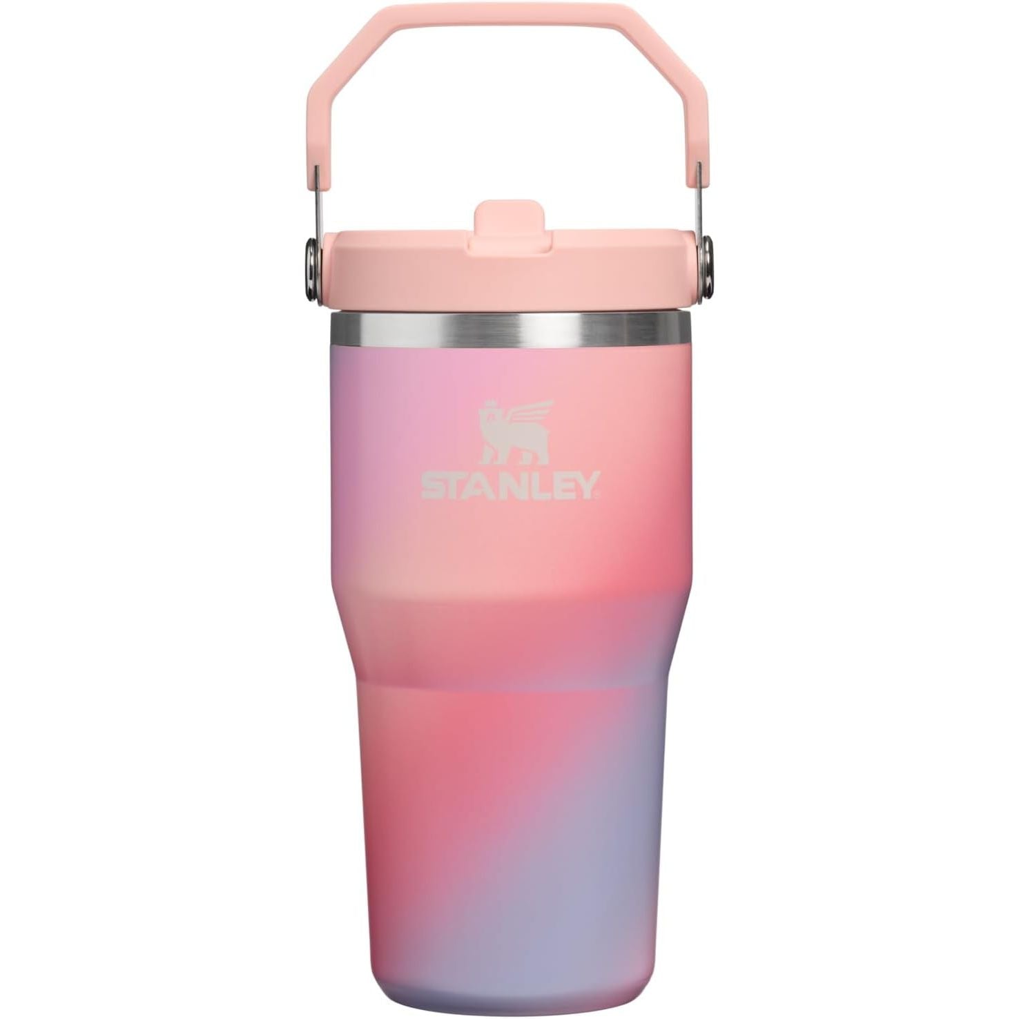 STANLEY IceFlow 2.0 Flip Straw Tumbler mit Griff 887 ml | Drehverschluss und Klappstrohhalm | Auslaufsichere Wasserflasche | Isolierter Edelstahl | BPA-frei | Rose Quarz 2.0