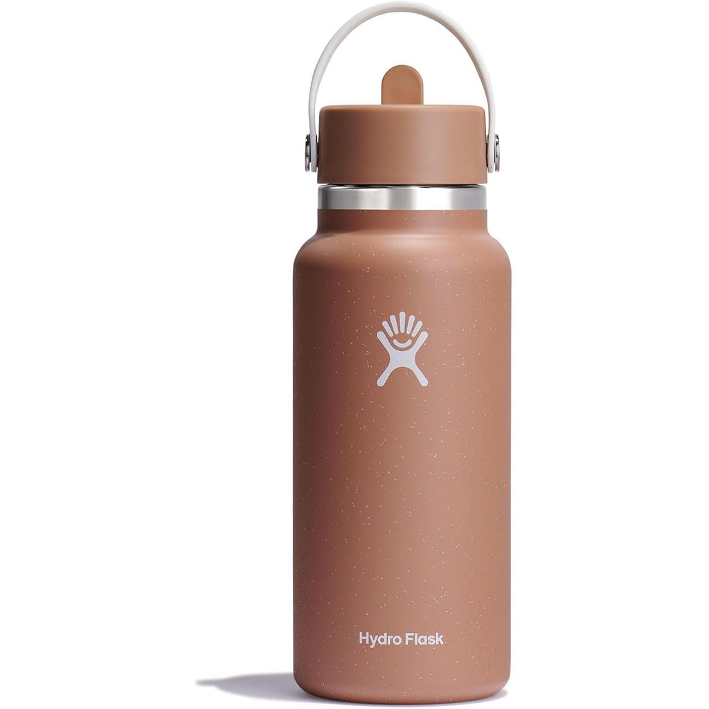 Hydro Flask Trinkflasche - Isolierter Edelstahl - Breiter Strohhalmdeckel, auslaufsicher, tropffrei in 32 Oz Fossil Brown