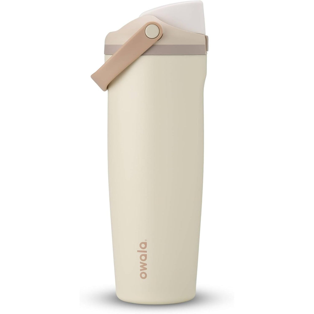 Owala FreeSip Sway Isolierte Edelstahl-Trinkflasche mit Zwei-Wege-Ausguss, integriertem Strohhalm und Eimergriff, für Reisen, Schule und Sport, 1,2 l, BPA-frei, auslaufsicher, Foggy Tide