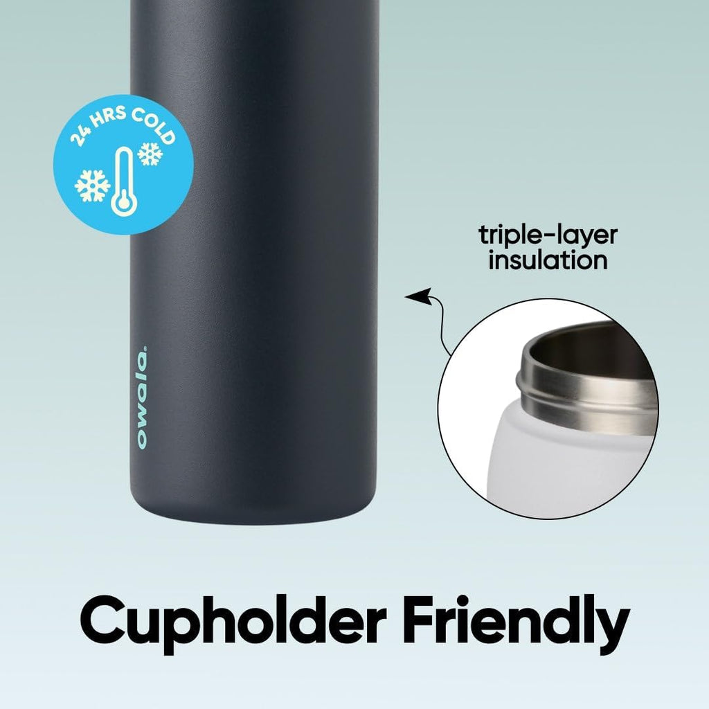 Owala FreeSip Isolierte Edelstahl-Wasserflasche mit Strohhalm für Sport und Reise, BPA-frei, 950 ml, Foggy Tide