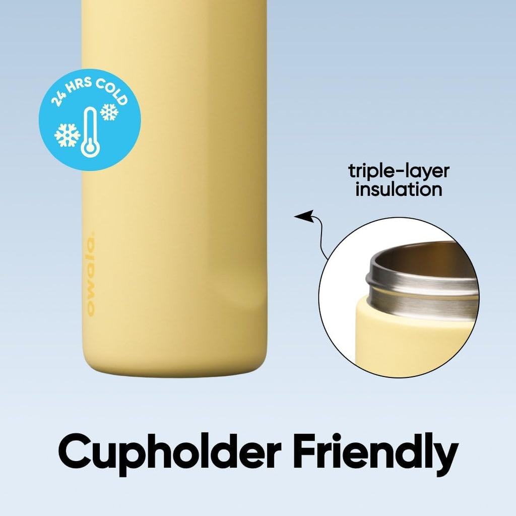 Owala FreeSip Isolierte Edelstahl-Trinkflasche mit Strohhalm für Sport, Reisen und Schule, BPA-frei, 710 ml, Butter Half