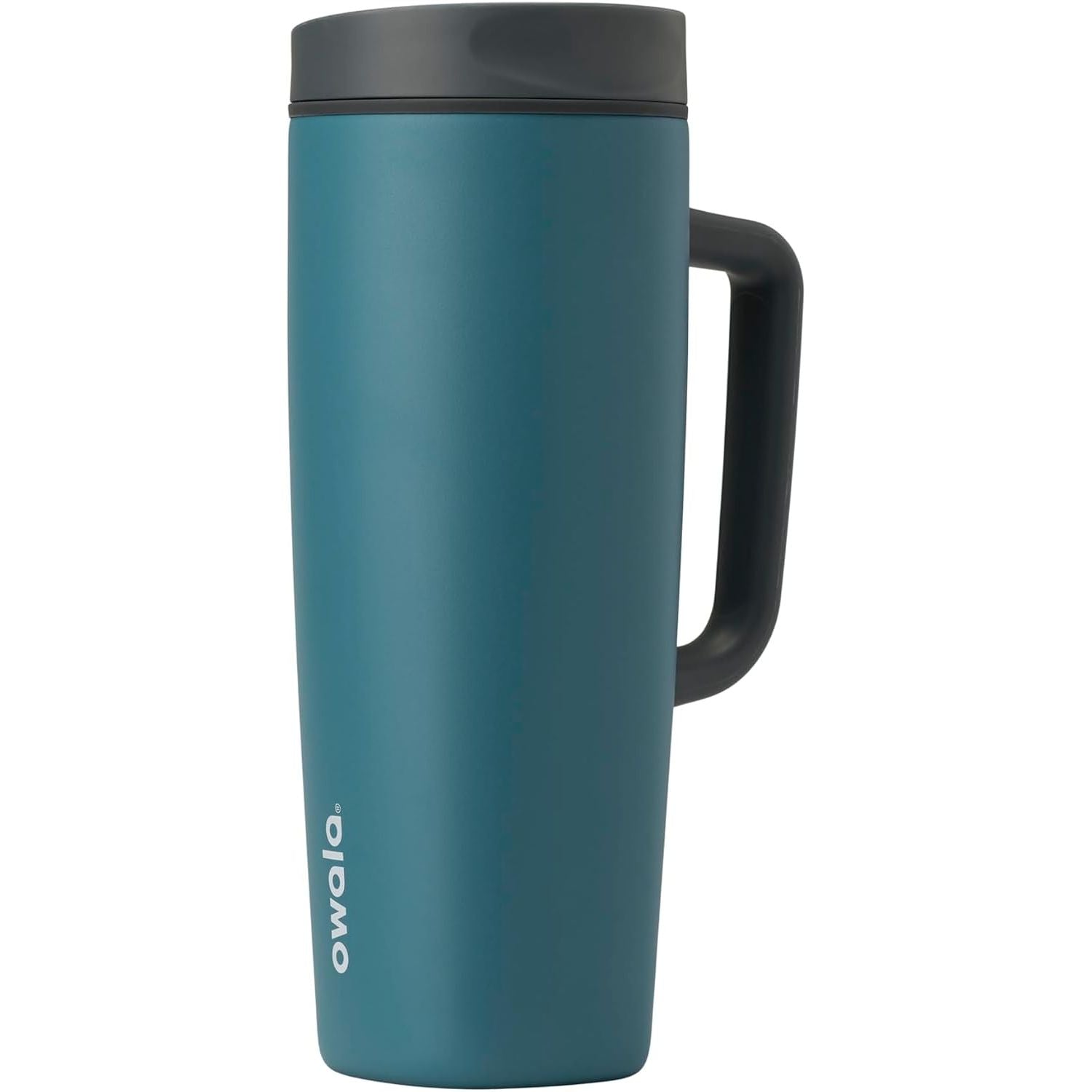 Owala SmoothSip Slider Isolierter Edelstahl-Kaffeebecher, wiederverwendbarer Eiskaffeebecher, Heißkaffee-Reisebecher, BPA-frei 590 ml, Lila/Pink (Crochet Queen)