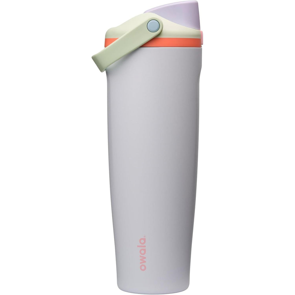 Owala FreeSip Sway Isolierte Edelstahl-Trinkflasche mit Zwei-Wege-Ausguss, integriertem Strohhalm und Eimergriff, für Reisen, Schule und Sport, 1,2 l, BPA-frei, auslaufsicher, Foggy Tide