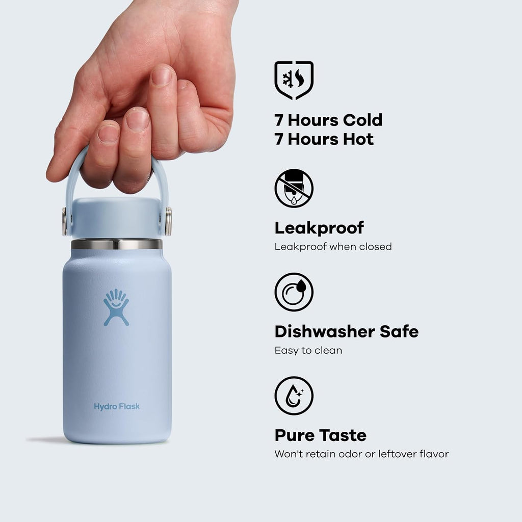 Hydro Flask Micro Bottle – Isolierte, auslaufsichere Mini-Flasche für Handtasche oder Hosentasche in 198 ml Agave Green