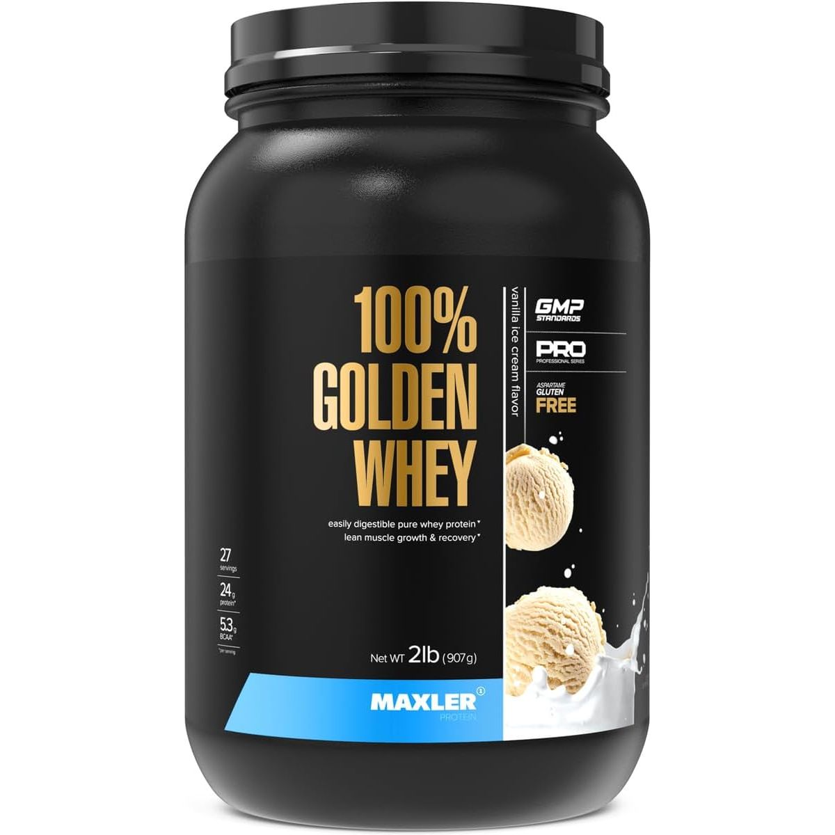 Maxler 100% Golden Whey Protein - 23g of Protein per Serving - Whey Protein Powder for Pre Post Workout - Fast-Absorbing Whey Concentrate, Isolate & Hydrolysate Blend - Cappuccino 5 lb