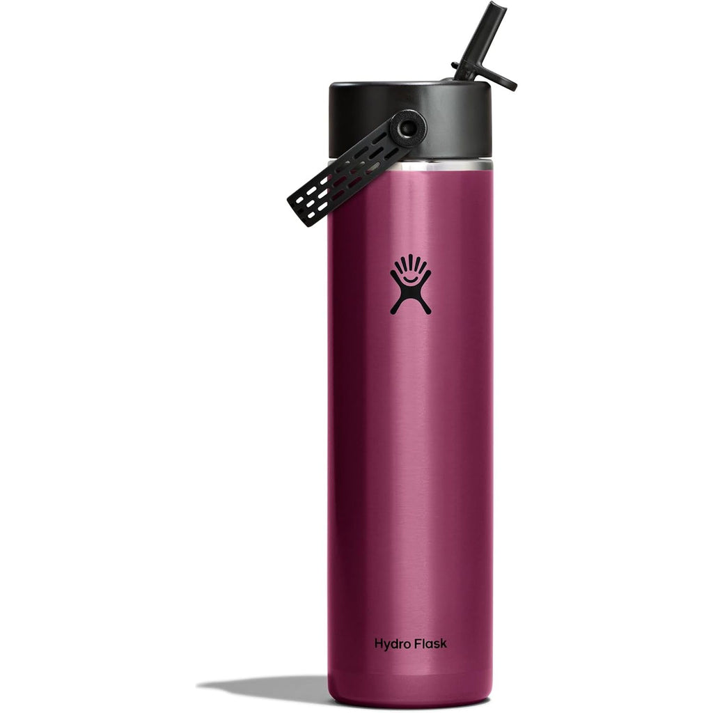 Hydro Flask 24 Oz Lightweight Wide Straw Lid - Isolierte Edelstahl-Wasserflasche - Wandern, Pendeln Granatrot
