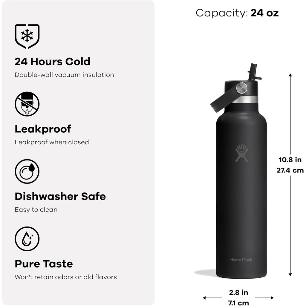 Hydro Flask Wasserflasche – isolierter Edelstahl – Strohhalmverschluss, auslaufsicher, tropfsicher in 24 Oz Capri Blue