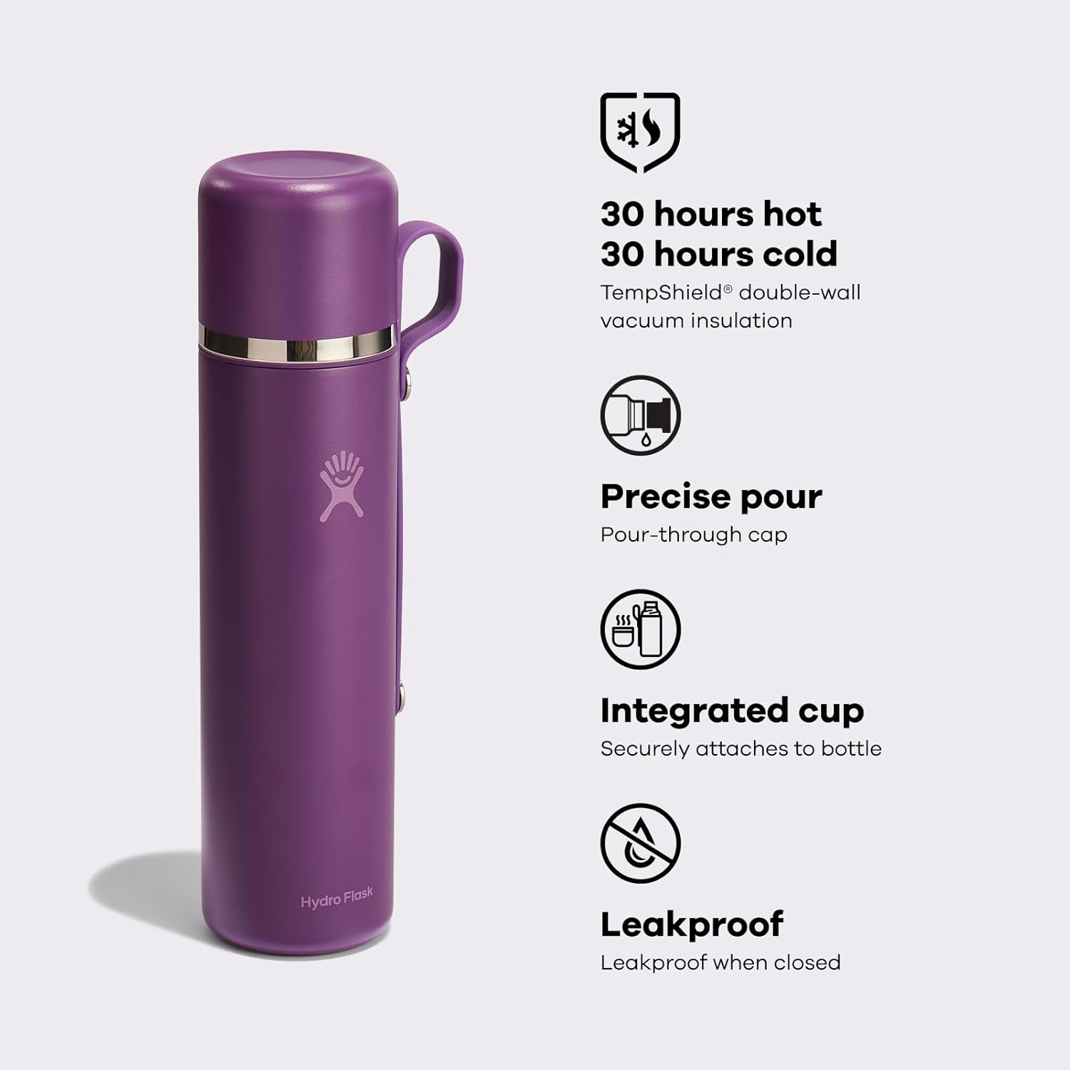 Hydro Flask Hot Flask & Becher – Isolierter Edelstahl, Heißgetränke-Reisebehälter für Kaffee & Tee 1065 ml Trillium Pink