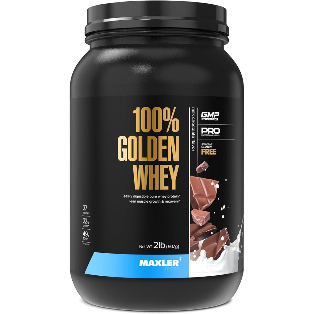 Maxler 100% Golden Whey Protein - 23g of Protein per Serving - Whey Protein Powder for Pre Post Workout - Fast-Absorbing Whey Concentrate, Isolate & Hydrolysate Blend - Cappuccino 5 lb