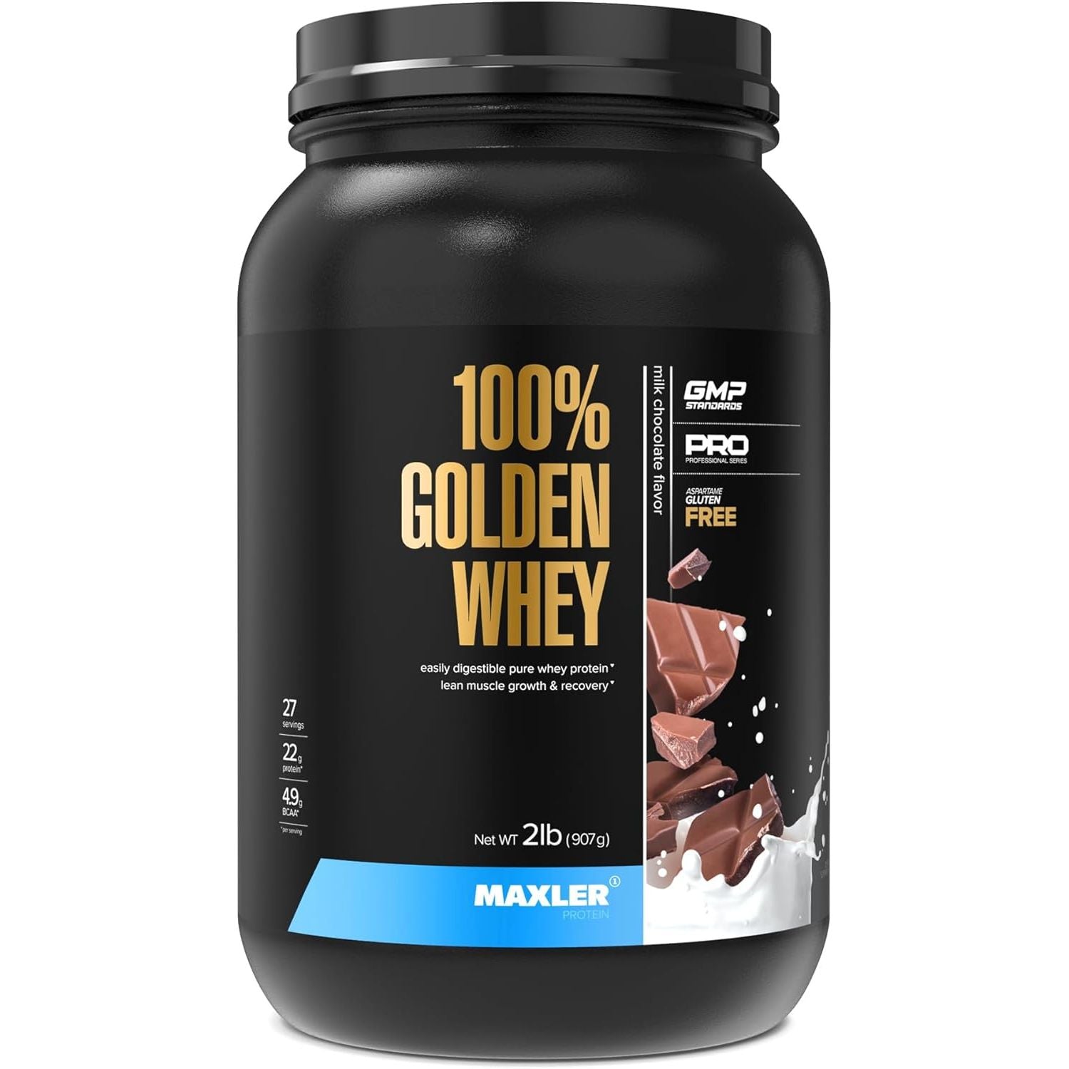 Maxler 100% Golden Whey Protein - 23g of Protein per Serving - Whey Protein Powder for Pre Post Workout - Fast-Absorbing Whey Concentrate, Isolate & Hydrolysate Blend - Cappuccino 5 lb