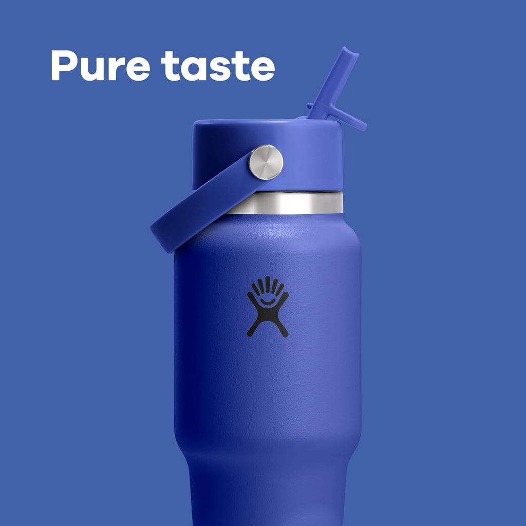 Hydro Flask Reise-Trinkflasche - Isolierter Edelstahl - Breiter Strohhalmdeckel, auslaufsicher, tropffrei in 32 Oz Tonal White