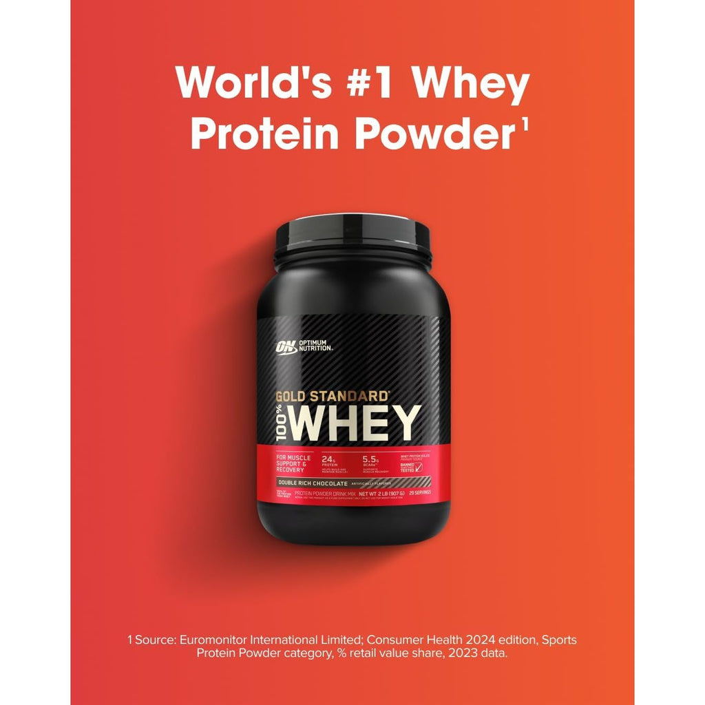 Optimum Nutrition ON Gold Standard 100% Whey Protein Primary Source Isolate - Double Rich Chocolate, 2 Lbs + ON Micronized Creatine Monohydrate Powder - Unflavored, 300 Grams