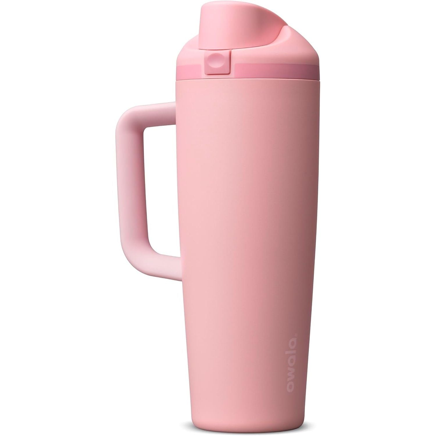 Owala FreeSip Tumbler Isolierte Edelstahl-Trinkflasche mit integriertem Strohhalm und seitlichem Griff, für Reisen, Arbeit, Schule und Sport, 40oz, BPA-frei, auslaufsicher, Angel Food Cake