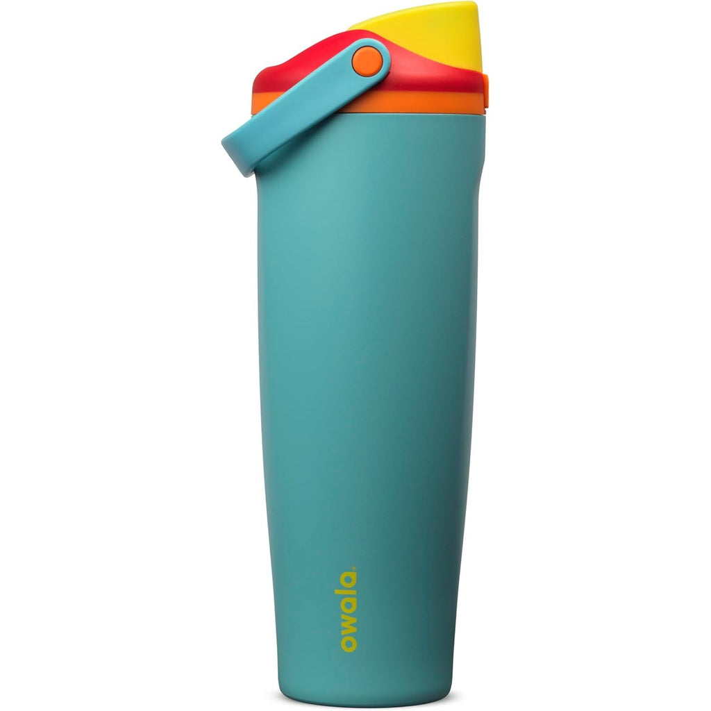 Owala FreeSip Sway Isolierte Edelstahl-Trinkflasche mit Zwei-Wege-Ausguss, integriertem Strohhalm und Eimergriff, für Reisen, Schule und Sport, 1,2 l, BPA-frei, auslaufsicher, Foggy Tide