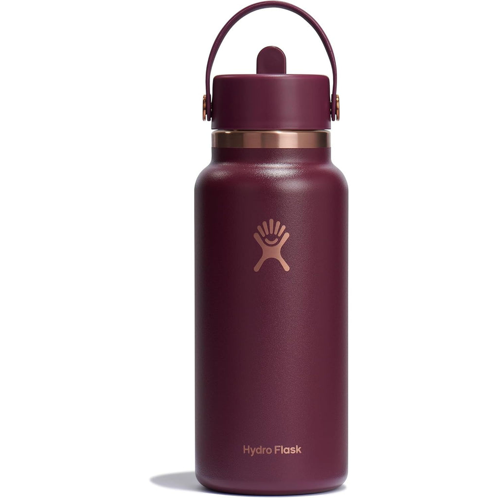 Hydro Flask Trinkflasche - Isolierter Edelstahl - Breiter Strohhalmdeckel, auslaufsicher, tropffrei in 32 Oz Fossil Brown