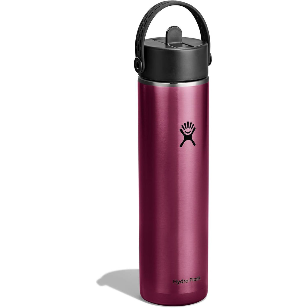 Hydro Flask 24 Oz Lightweight Wide Straw Lid - Isolierte Edelstahl-Wasserflasche - Wandern, Pendeln Granatrot