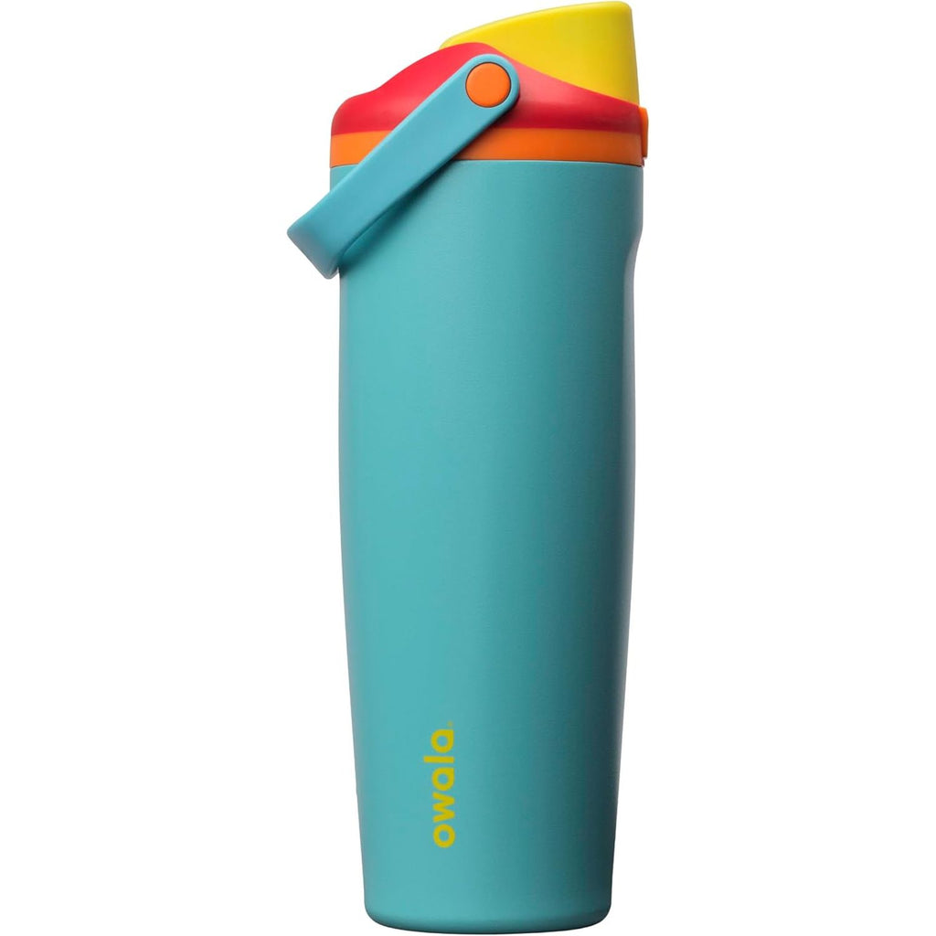 Owala FreeSip Sway Isolierte Edelstahl-Trinkflasche mit Zwei-Wege-Ausguss, integriertem Strohhalm und Eimergriff, für Reisen, Schule und Sport, 1,2 l, BPA-frei, auslaufsicher, Foggy Tide
