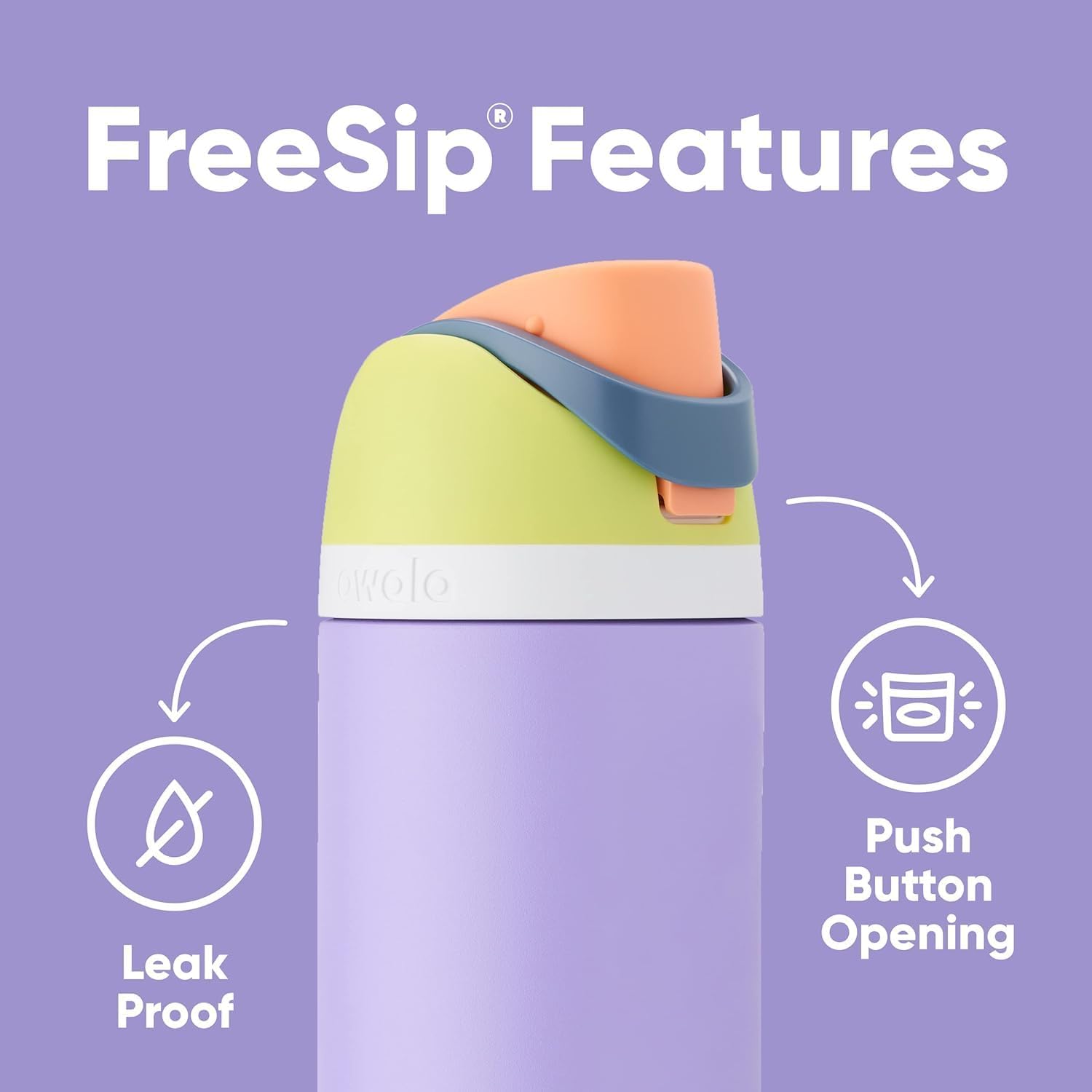 Owala FreeSip Isolierte Edelstahl-Wasserflasche mit Strohhalm für Sport und Reise, BPA-frei, 950 ml, Foggy Tide