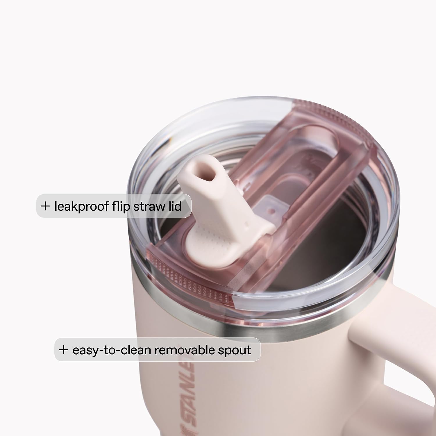 STANLEY Quencher ProTour Flip Straw Tumbler mit auslaufsicherem Deckel 1,2 Liter | Integrierter Strohhalm und Griff | Passt in Becherhalter für Reisen | Isolierter Edelstahlbecher | BPA-frei | Rosenquarz