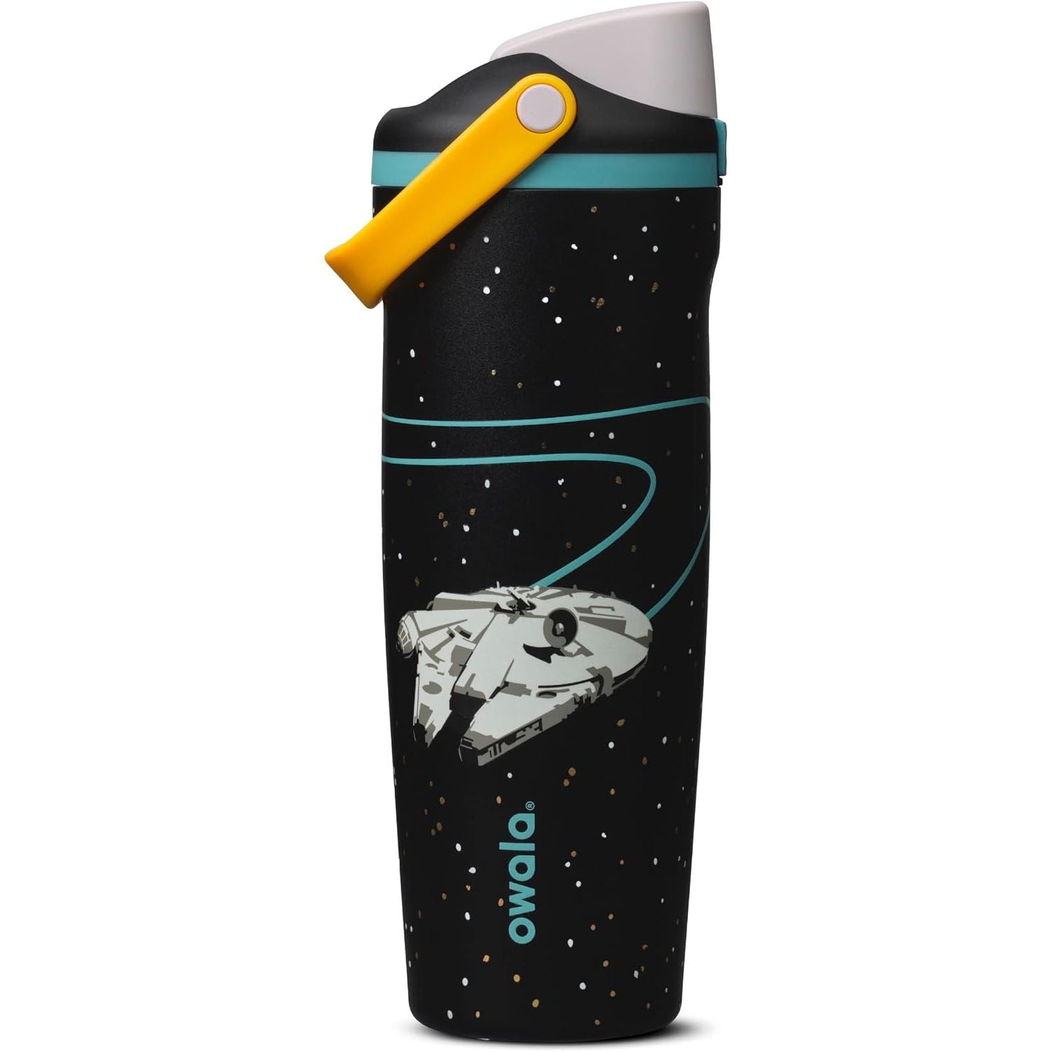 Owala Star Wars FreeSip Sway Isolierte Edelstahl-Trinkflasche mit Zwei-Wege-Ausguss, integriertem Strohhalm und Tragegriff, ideal für Reisen, Schule und Sport, 887 ml, BPA-frei, auslaufsicher, Darth Vader