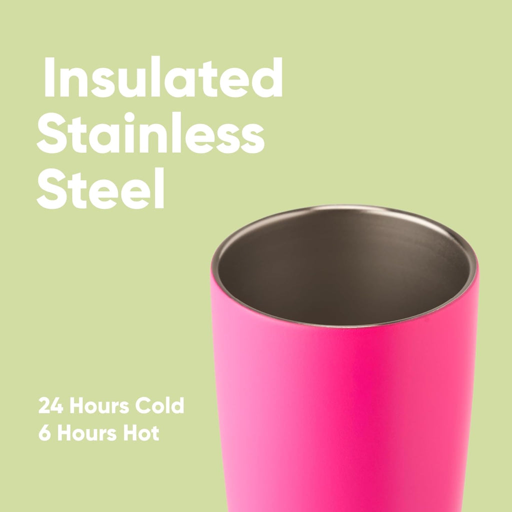 Owala SmoothSip Isolierter Edelstahl-Kaffeebecher, wiederverwendbarer Eiskaffeebecher, Heißkaffee-Reisebecher, BPA-frei, 590 ml, Pink (Watermelon Breeze)