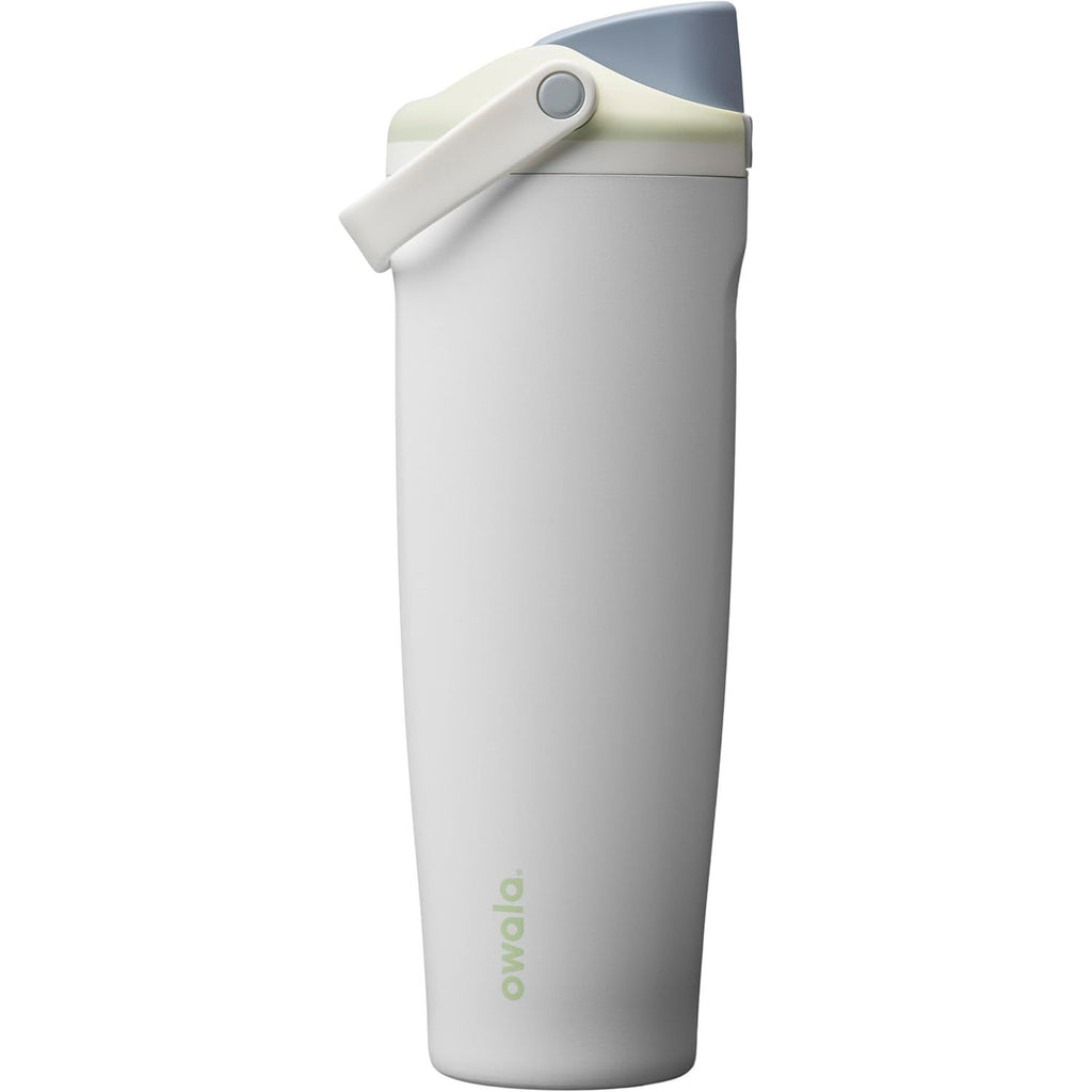 Owala FreeSip Sway Isolierte Edelstahl-Trinkflasche mit Zwei-Wege-Ausguss, integriertem Strohhalm und Eimergriff, für Reisen, Schule und Sport, 1,2 l, BPA-frei, auslaufsicher, Foggy Tide