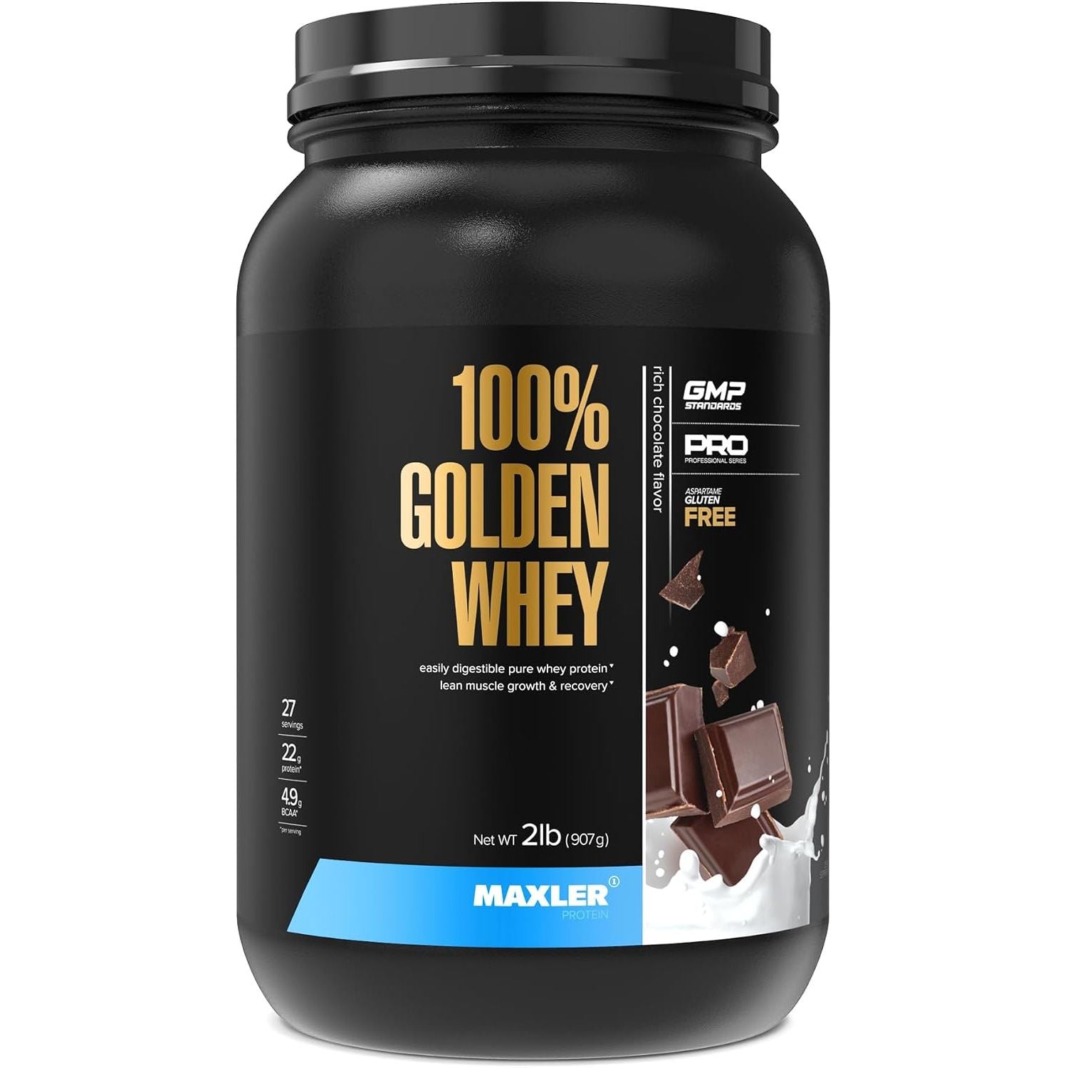 Maxler 100% Golden Whey Protein - 23g of Protein per Serving - Whey Protein Powder for Pre Post Workout - Fast-Absorbing Whey Concentrate, Isolate & Hydrolysate Blend - Cappuccino 5 lb