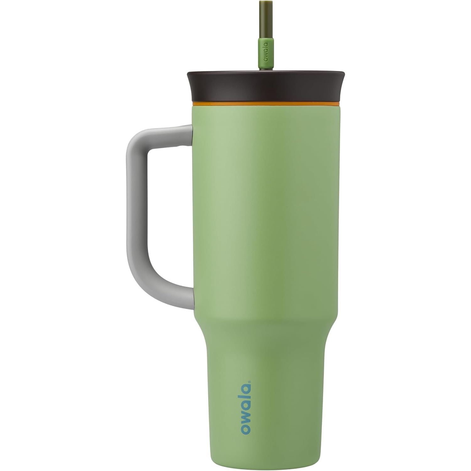 Owala FreeSip Tumbler Isolierte Edelstahl-Trinkflasche mit integriertem Strohhalm und seitlichem Griff, für Reisen, Arbeit, Schule und Sport, 40oz, BPA-frei, auslaufsicher, Angel Food Cake