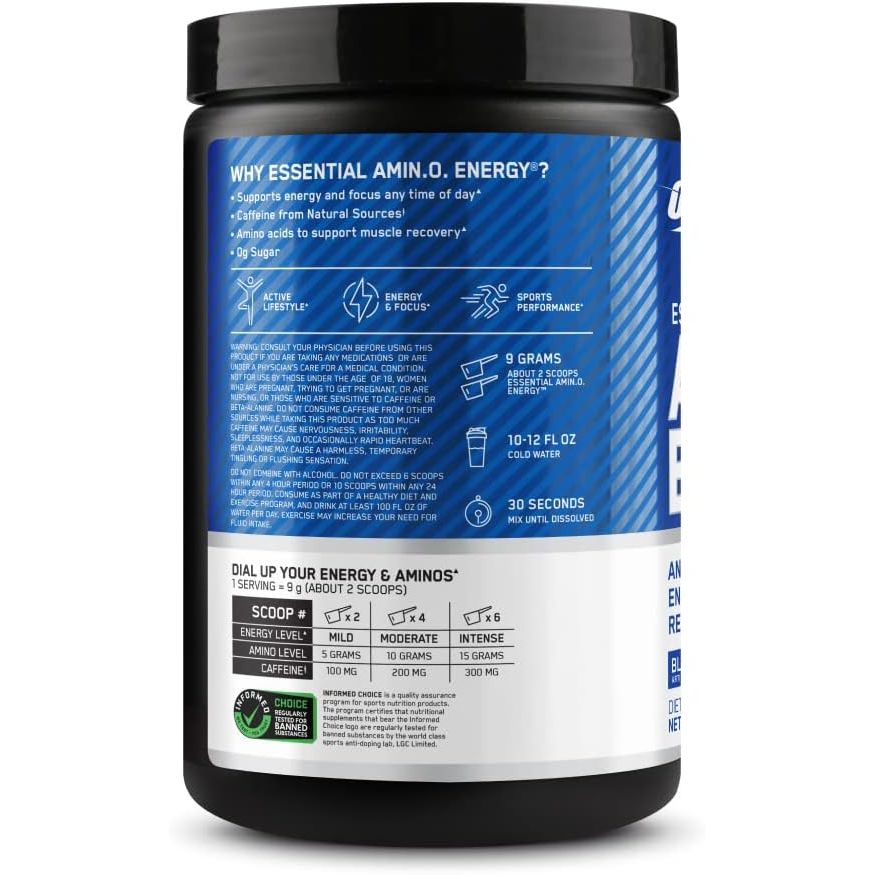 Optimum Nutrition Amino Energy - Pre Workout with Green Tea, BCAA, Amino Acids & Micronized Creatine Monohydrate Powder, Unflavored, Keto Friendly, 60 Serving