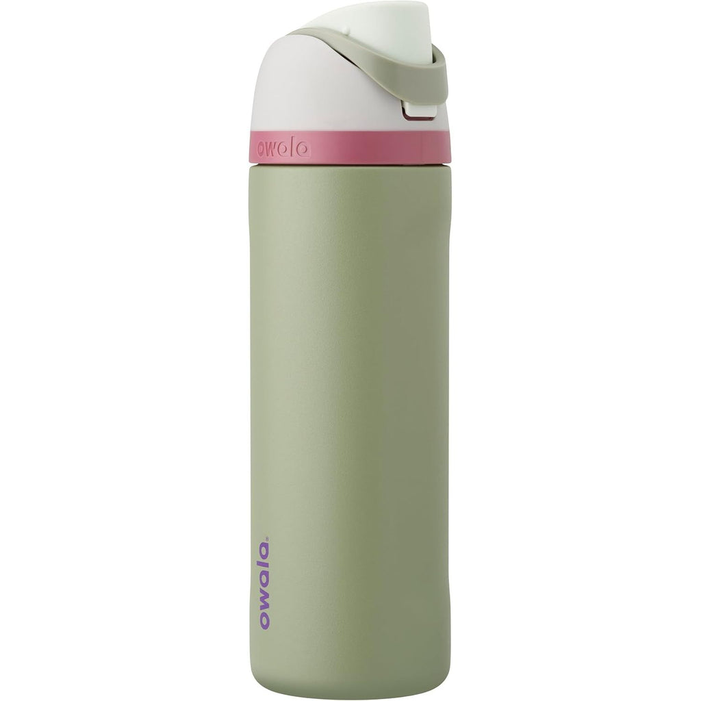 Owala FreeSip Isolierte Edelstahl-Wasserflasche mit Strohhalm, BPA-freie Sportwasserflasche, ideal für Reisen, 950 ml, Peachy Keen