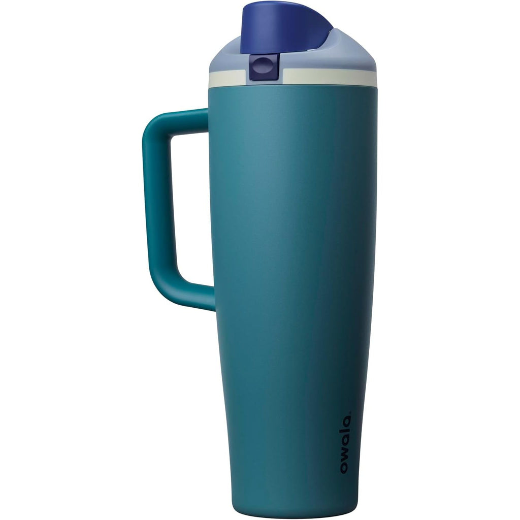 Owala FreeSip Tumbler Isolierte Edelstahl-Trinkflasche mit integriertem Strohhalm und seitlichem Griff, für Reisen, Arbeit, Schule und Sport, 40oz, BPA-frei, auslaufsicher, Angel Food Cake