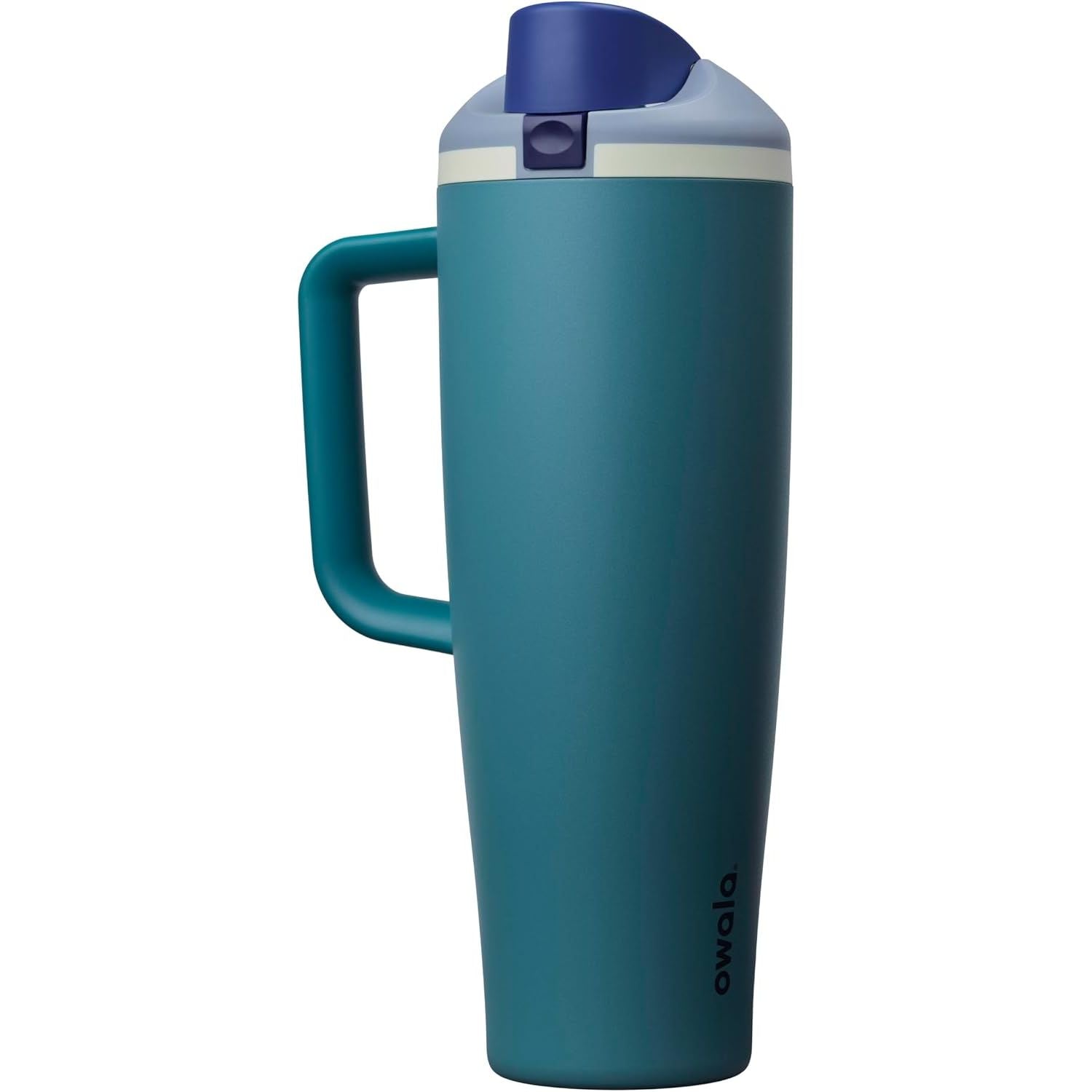 Owala FreeSip Tumbler Isolierte Edelstahl-Trinkflasche mit integriertem Strohhalm und seitlichem Griff, für Reisen, Arbeit, Schule und Sport, 40oz, BPA-frei, auslaufsicher, Angel Food Cake