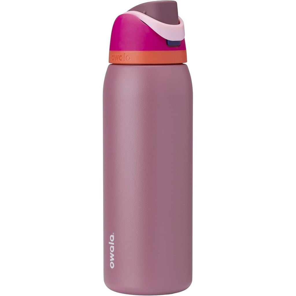 Owala FreeSip Isolierte Edelstahl-Wasserflasche mit Strohhalm, BPA-freie Sportwasserflasche, ideal für Reisen, 950 ml, Peachy Keen