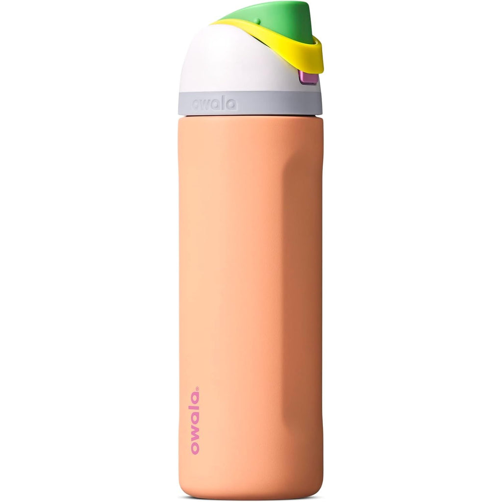 Owala FreeSip Isolierte Edelstahl-Wasserflasche mit Strohhalm, BPA-freie Sportwasserflasche, ideal für Reisen, 950 ml, Peachy Keen