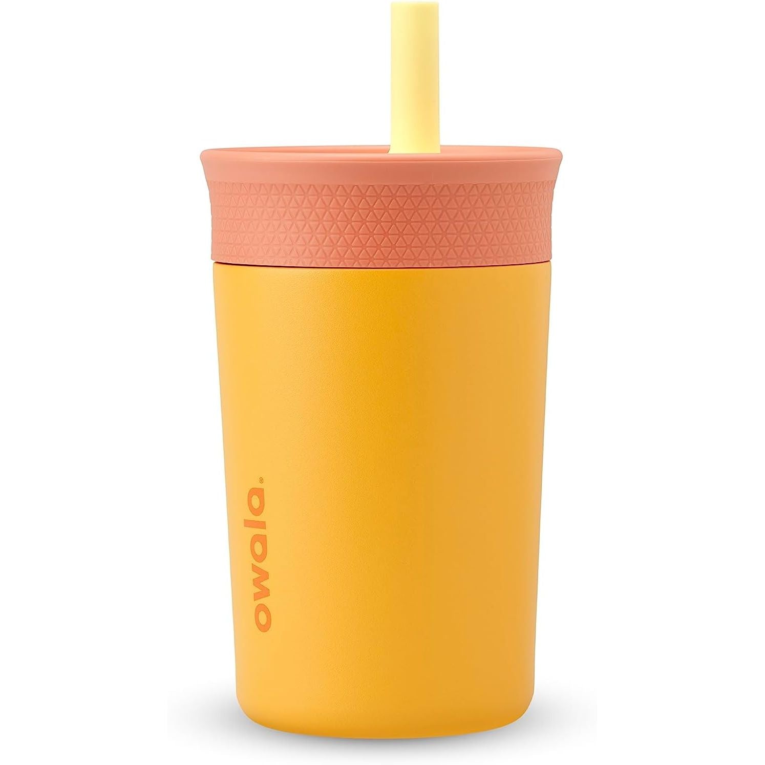 Owala Kids BPA-freier Kunststoffbecher mit auslaufsicherem, flexiblem Strohhalm, leicht zu reinigen, Kinder-Trinkflasche, ideal für Reisen, spülmaschinenfest, 444 ml, Marineblau und Blau (Home Base)