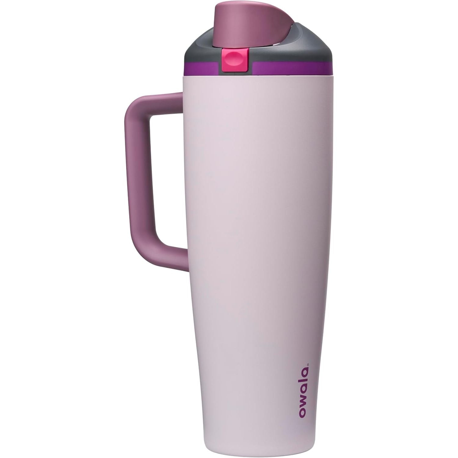 Owala FreeSip Tumbler Isolierte Edelstahl-Trinkflasche mit integriertem Strohhalm und seitlichem Griff, für Reisen, Arbeit, Schule und Sport, 40oz, BPA-frei, auslaufsicher, Angel Food Cake