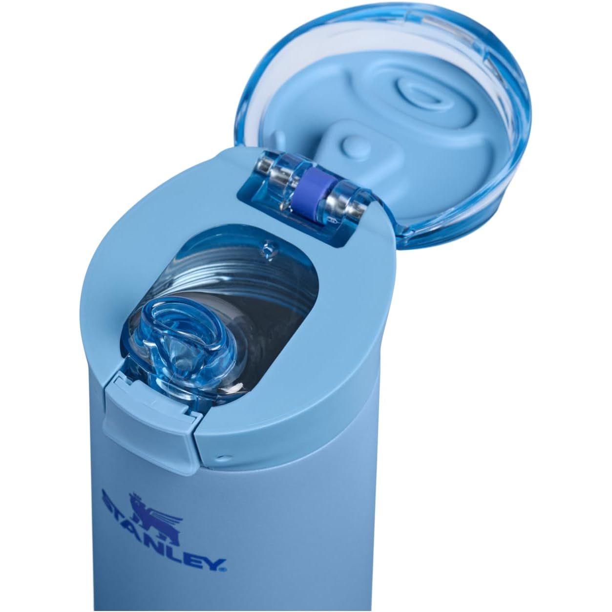 STANLEY Flowstate Spring Flasche | Auslaufsichere Trinkflasche mit Trageschlaufe & aufklappbarem Verschluss mit Verriegelung | Isolierter Edelstahl | Passt in die meisten Becherhalter | BPA-frei | 590 ml | Blue Sky
