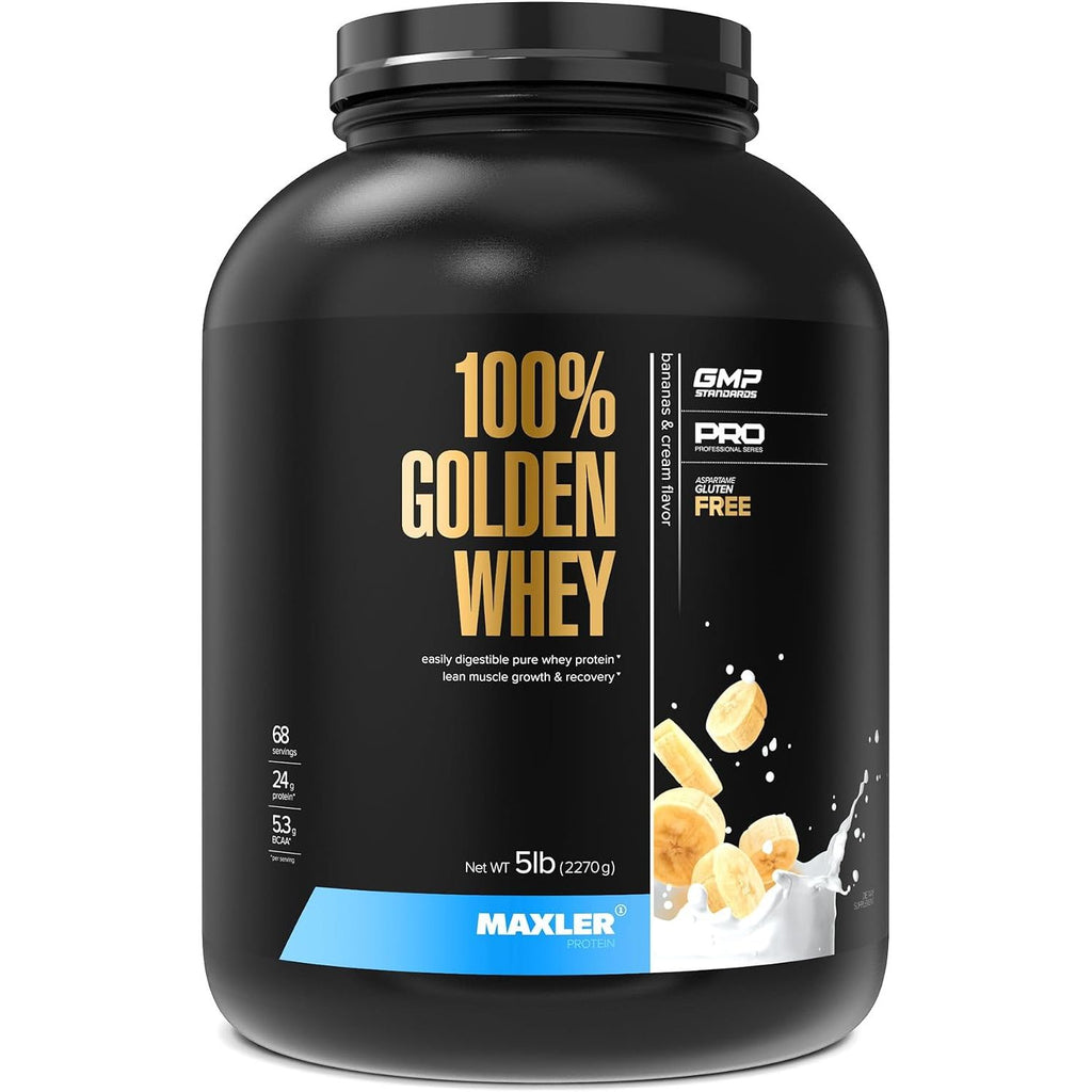 Maxler 100% Golden Whey Protein - 23g of Protein per Serving - Whey Protein Powder for Pre Post Workout - Fast-Absorbing Whey Concentrate, Isolate & Hydrolysate Blend - Cappuccino 5 lb