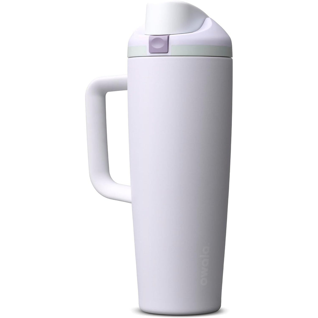 Owala FreeSip Tumbler Isolierte Edelstahl-Trinkflasche mit integriertem Strohhalm und seitlichem Griff, für Reisen, Arbeit, Schule und Sport, 40oz, BPA-frei, auslaufsicher, Angel Food Cake
