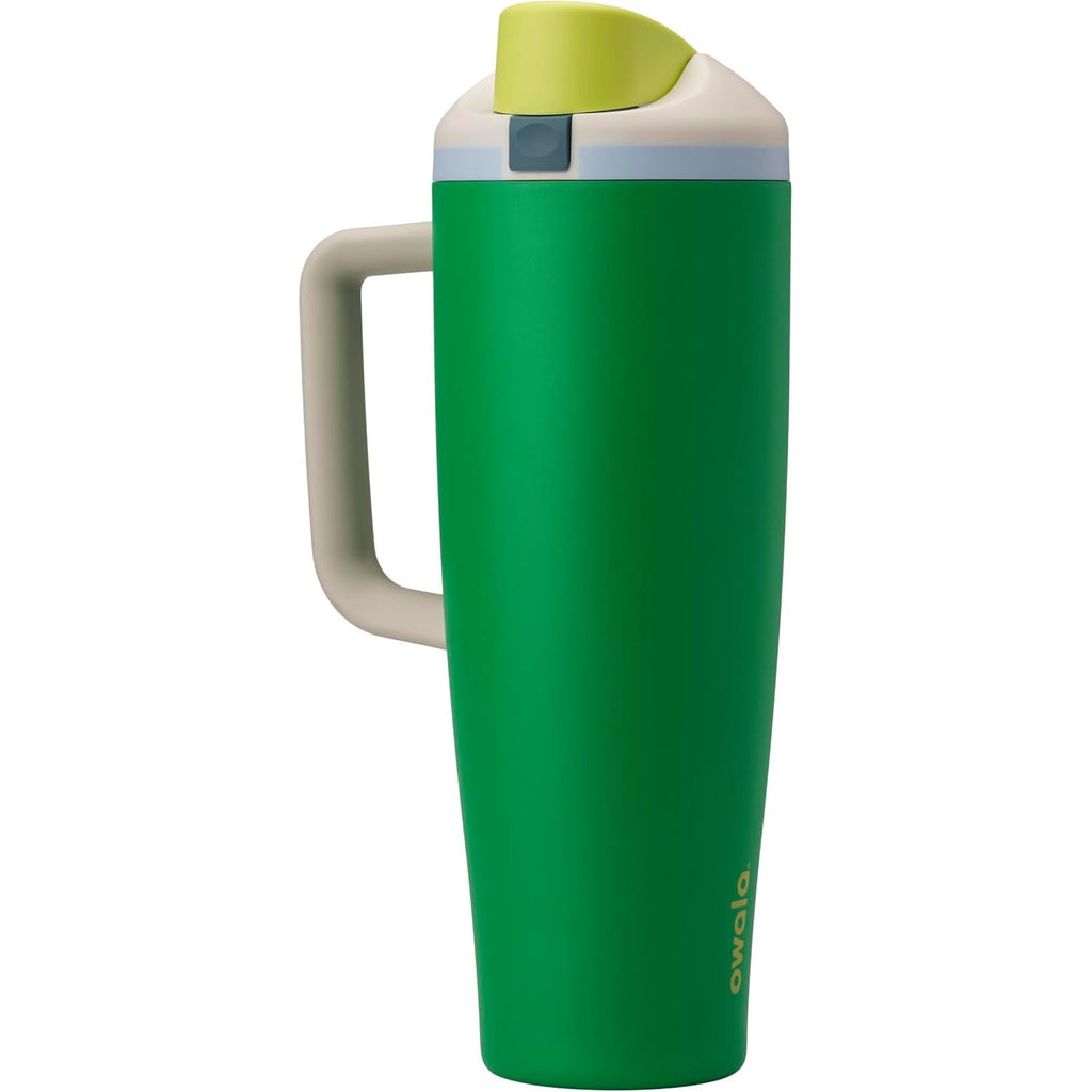 Owala FreeSip Tumbler Isolierte Edelstahl-Trinkflasche mit integriertem Strohhalm und seitlichem Griff, für Reisen, Arbeit, Schule und Sport, 40oz, BPA-frei, auslaufsicher, Angel Food Cake