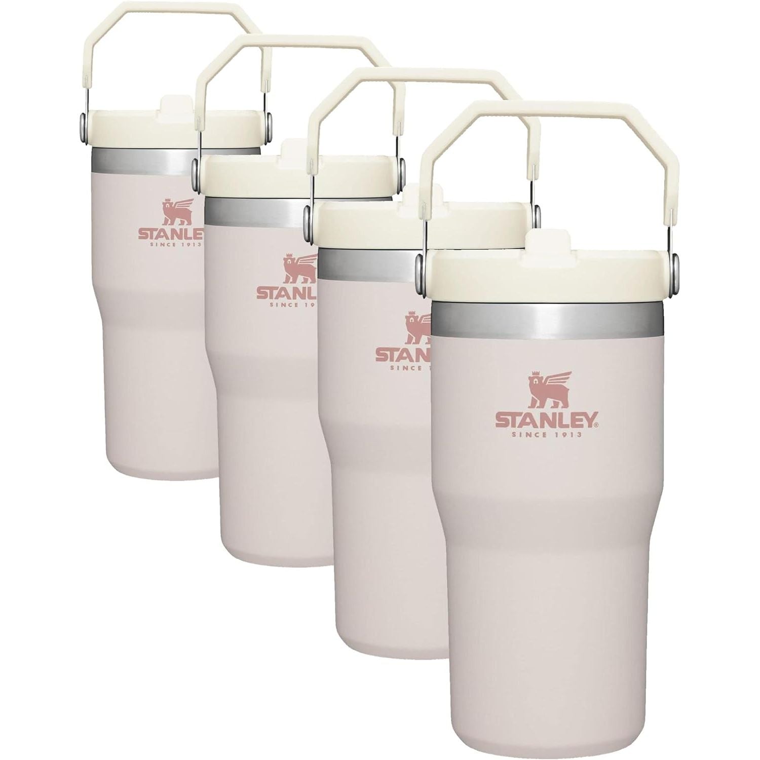 STANLEY IceFlow 2.0 Flip Straw Tumbler mit Griff 887 ml | Drehverschluss und Klappstrohhalm | Auslaufsichere Wasserflasche | Isolierter Edelstahl | BPA-frei | Rose Quarz 2.0