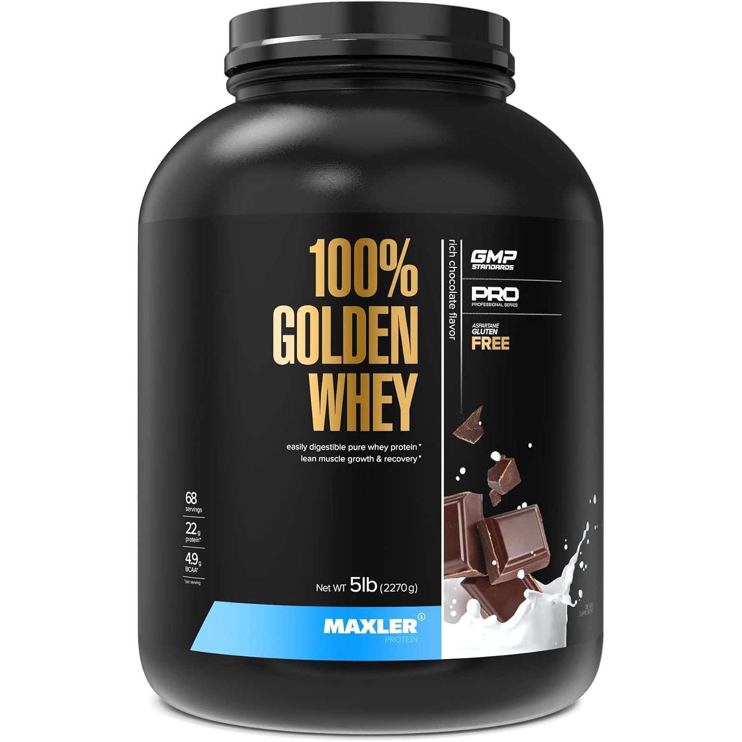 Maxler 100% Golden Whey Protein - 23g of Protein per Serving - Whey Protein Powder for Pre Post Workout - Fast-Absorbing Whey Concentrate, Isolate & Hydrolysate Blend - Cappuccino 5 lb