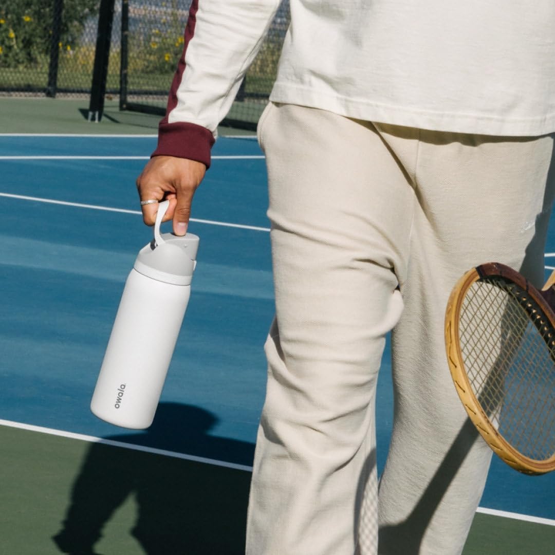Owala FreeSip Isolierte Edelstahl-Wasserflasche mit Strohhalm, BPA-freie Sportwasserflasche, ideal für Reisen, 950 ml, Peachy Keen
